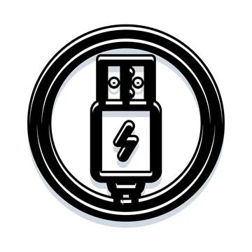 Usb cable plug icon for fast charging Stock Illustration