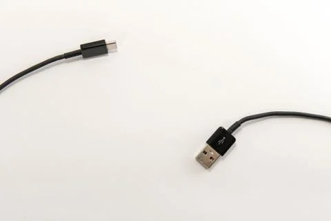 USB Cable Plug isolated on White Background Stock Photos