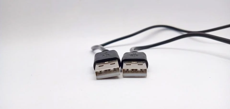 USB Cable Plug isolated on White Background Stock Photos