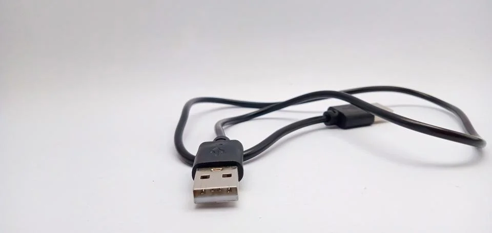 USB Cable Plug isolated on White Background Stock Photos