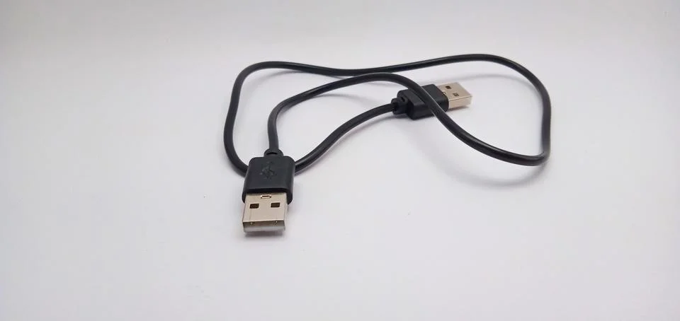 USB Cable Plug isolated on White Background Stock Photos