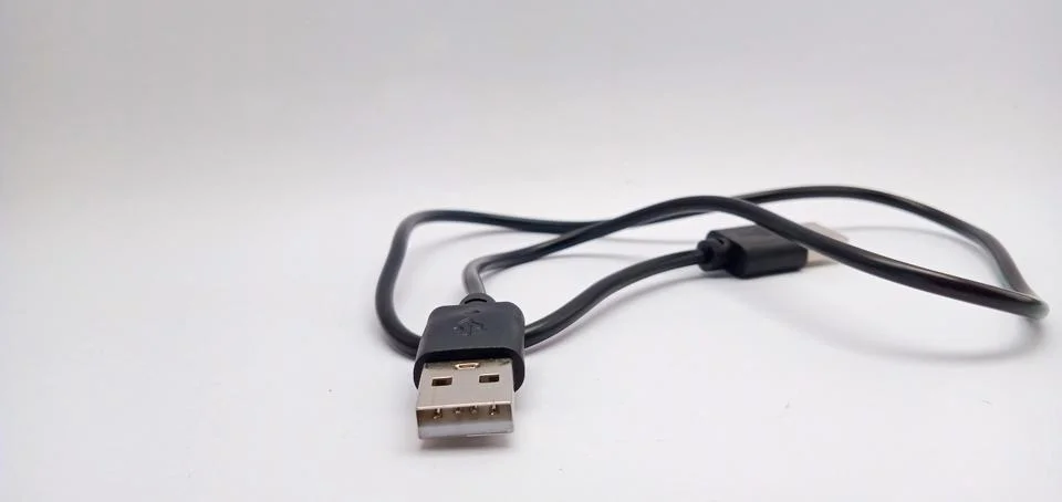 USB Cable Plug isolated on White Background Stock Photos
