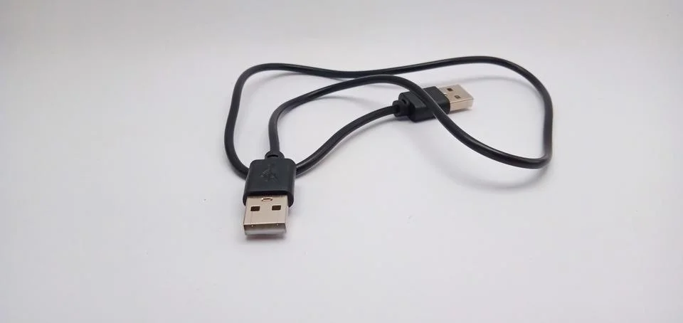 USB Cable Plug isolated on White Background Stock Photos