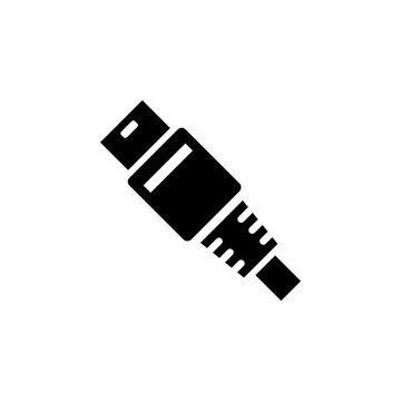 USB Cable Plug Power Connector Type A Solid Flat Vector Icon Isolated on Whit Stock Illustration