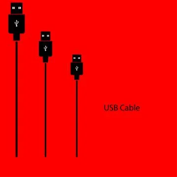 USB a cable on  red background Stock Illustration