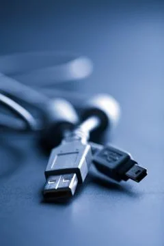 Usb cable toned blue Stock Photos