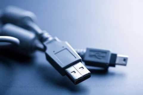 Usb cable toned blue Stock Photos