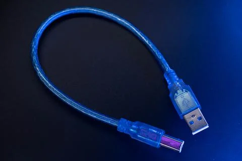 USB Cable With Type A and B COnnectors Stock Photos