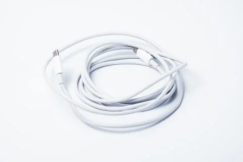 USB cable type-c for a laptop on white background. Foto stock