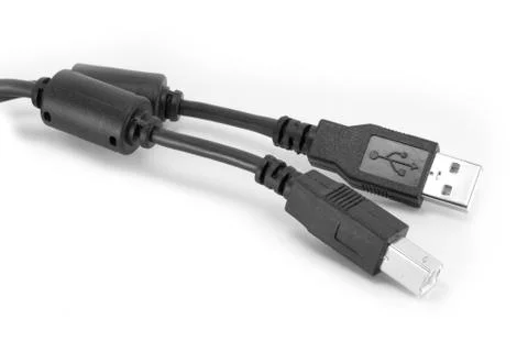 USB Cable, USB Connector for printer or external harddisk Stock Photos