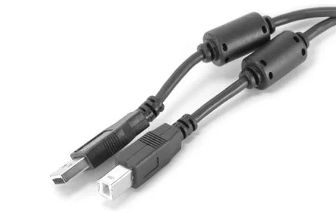 USB Cable, USB Connector for printer or external harddisk Stock Photos