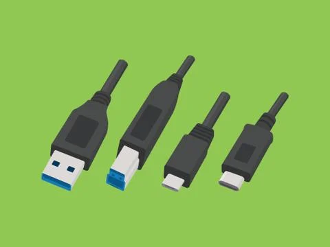 Usb cable various plug type vector style Stockillustratie