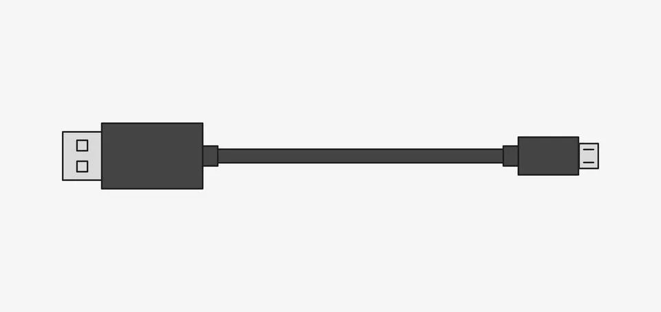 USB cable vector icon. Mobile phone charging cable Stock Illustration