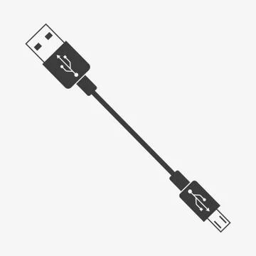 USB cable on white background, flat design. Vector illustration. Stock Illustration