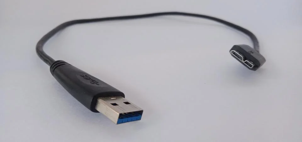 USB cable on white background Stock Photos
