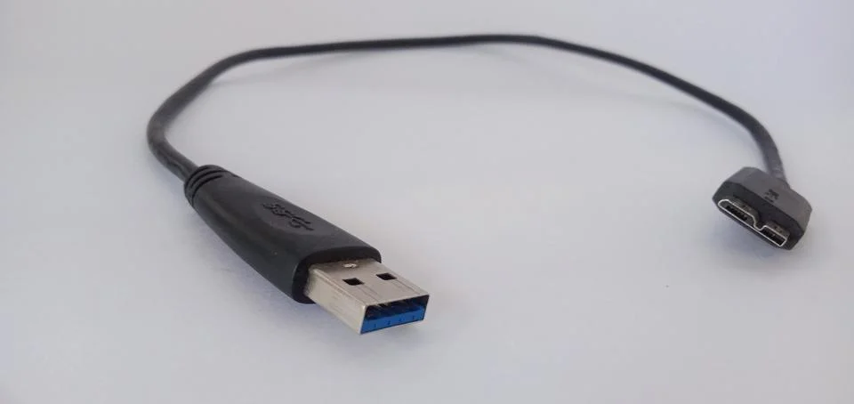 USB cable on white background Stock Photos