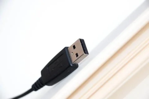 USB cable on white note Stock Photos