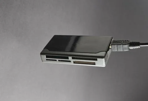 USB card reader on a gray background 库存照片