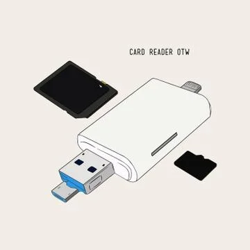 USB card reader , , hand draw sketch vector. Stock Illustration