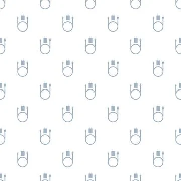 Usb charger and coiled cable seamless pattern Stock Illustration