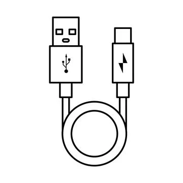 USB Charger Cable Outline Vector Illustration Stock Illustration