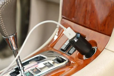Usb charger plug with charging cable Stock Photos