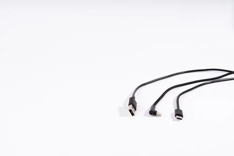 USB Charging Cables Assortment with USB-C and USB-A Stock Photos