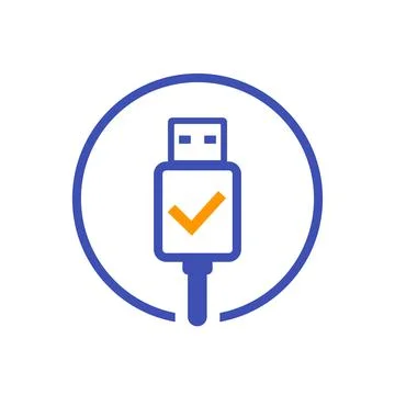 Usb charging complete vector icon Stock Illustration