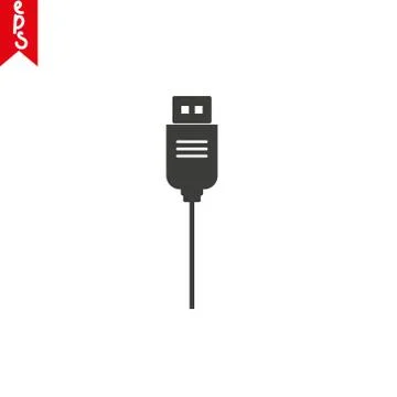 Usb charging plug icon on white background. USB flash, flash disk icon in tre Stock Illustration