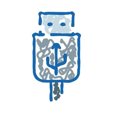 Usb computer cable hand drawn digital doodle Stockillustratie