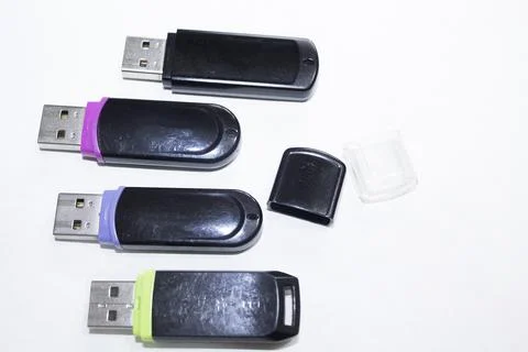 USB computer flash cards memory on white background Stock Photos