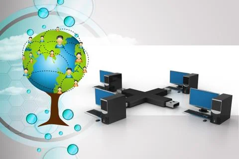 Usb with computer net work Illustrazione stock