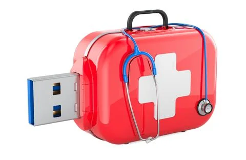 USB computer rescue kit, concept of computer virus recovery and emergency s.. イラスト素材