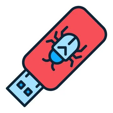 USB with Computer Virus vector portable device colored icon or design element 스톡 일러스트