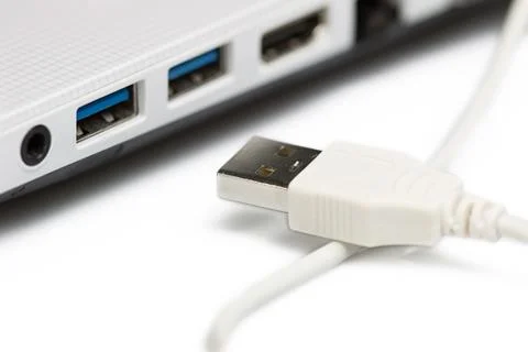 USB connecting to laptop Stock Photos