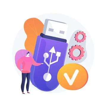 USB connection abstract concept vector illustration. Illustrazione stock