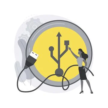 USB connection abstract concept vector illustration. Stock Illustration