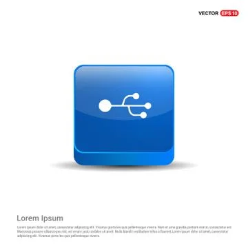 Usb connection icon  - 3d Blue Button Illustrazione stock