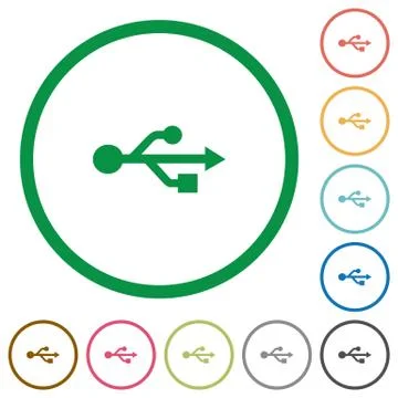 USB connection outlined flat icons Stock Illustration