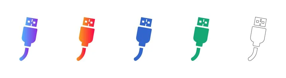 USB Connectivity Cable Icon Set Stock Illustration