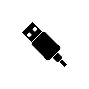 USB Connector for Computer, Charging Cable Solid Flat Vector Icon Isolated on Stock Illustration