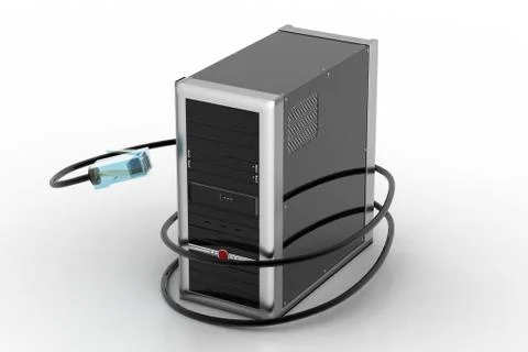 Usb connector to computer networking server system Stock Illustration