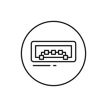 USB, connector icon. Simple line, outline vector elements of connectors and Stock Illustration