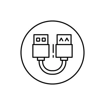 USB, connector icon. Simple line, outline vector elements of connectors and Stock Illustration