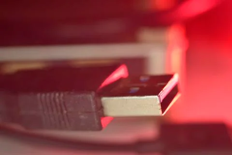 Usb connectors on wire Foto stock