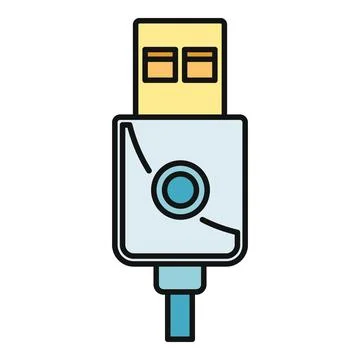 Usb data cable connector technology flat icon Stock Illustration