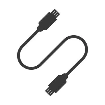 USB data cable flat icon on white background isolated vector illustration Stock Illustration