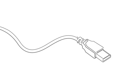 USB data cable one line drawing .Technological concept .Computer wire.Video. Stock Footage 147258371