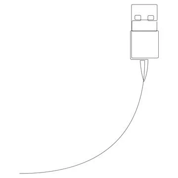 USB data cable one line drawing. Continuous single line technological conce.. Stock Illustration