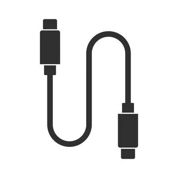USB Data Charging Cable Glyph Icon Stock Illustration